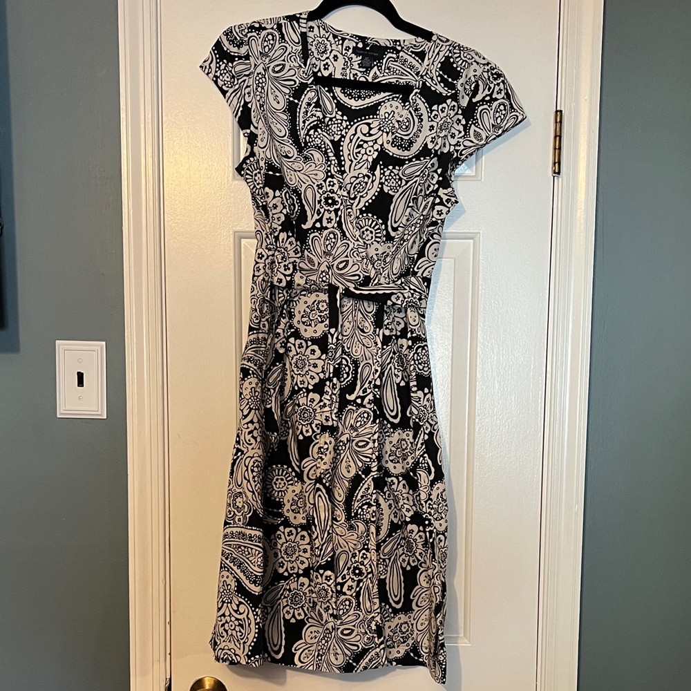 Tommy Hilfiger Black and White Faux Wrap Dress